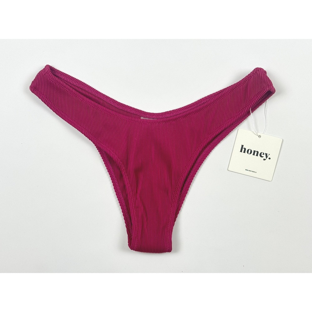 Honey Swim Berry Ribbed Cheeky Bikini Bottoms Medium New With Tags